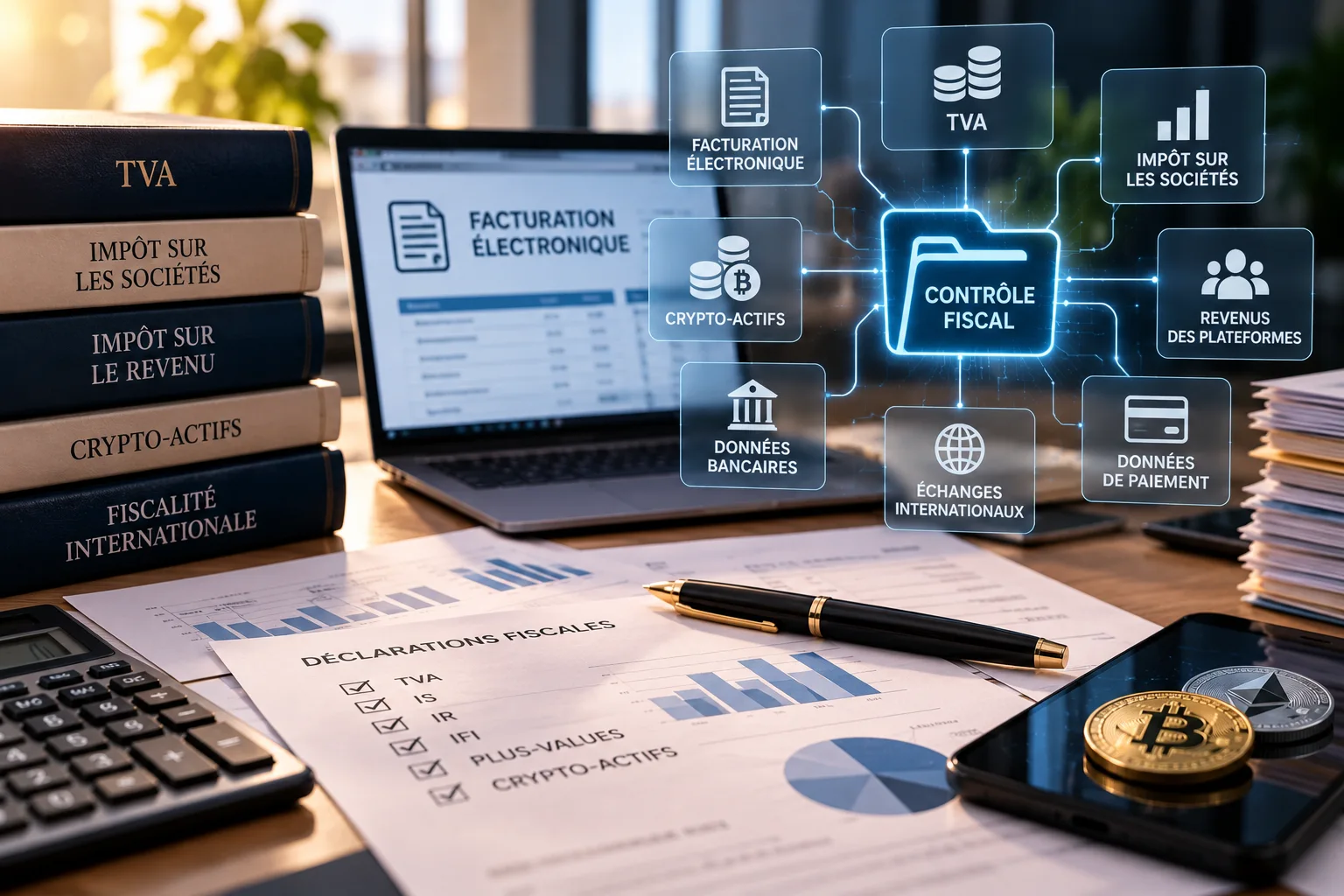 Feuille sur un bureau à coté d'un ordinateur sur laquelle apparait des graphiques