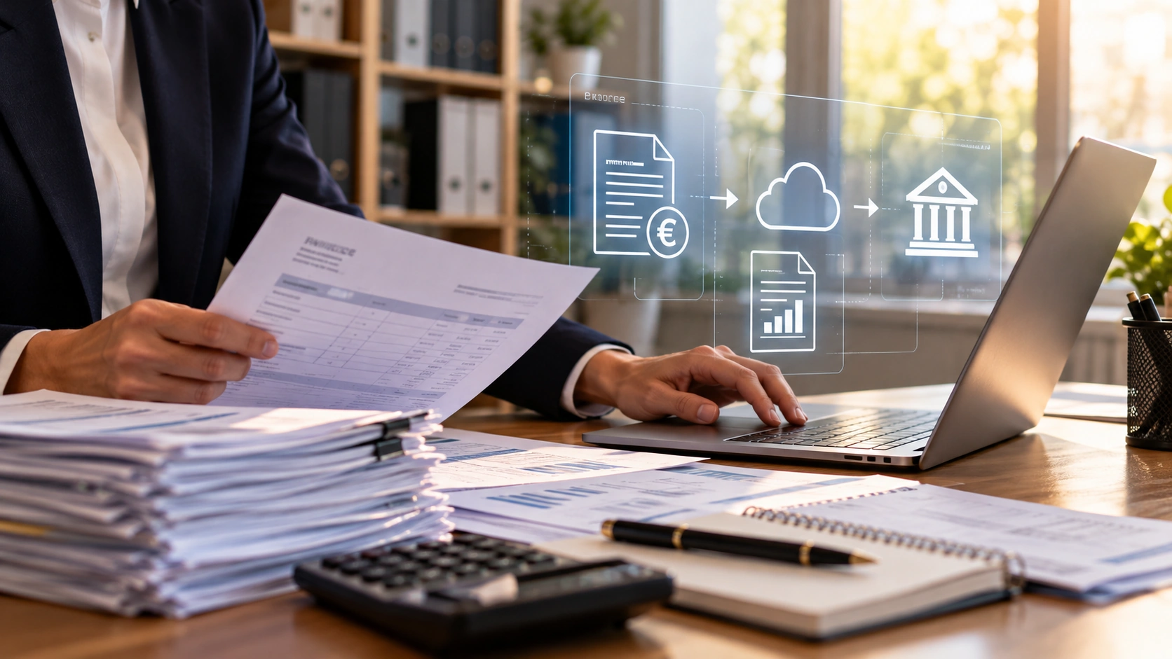 Analyse de factures et de données numériques sur un bureau