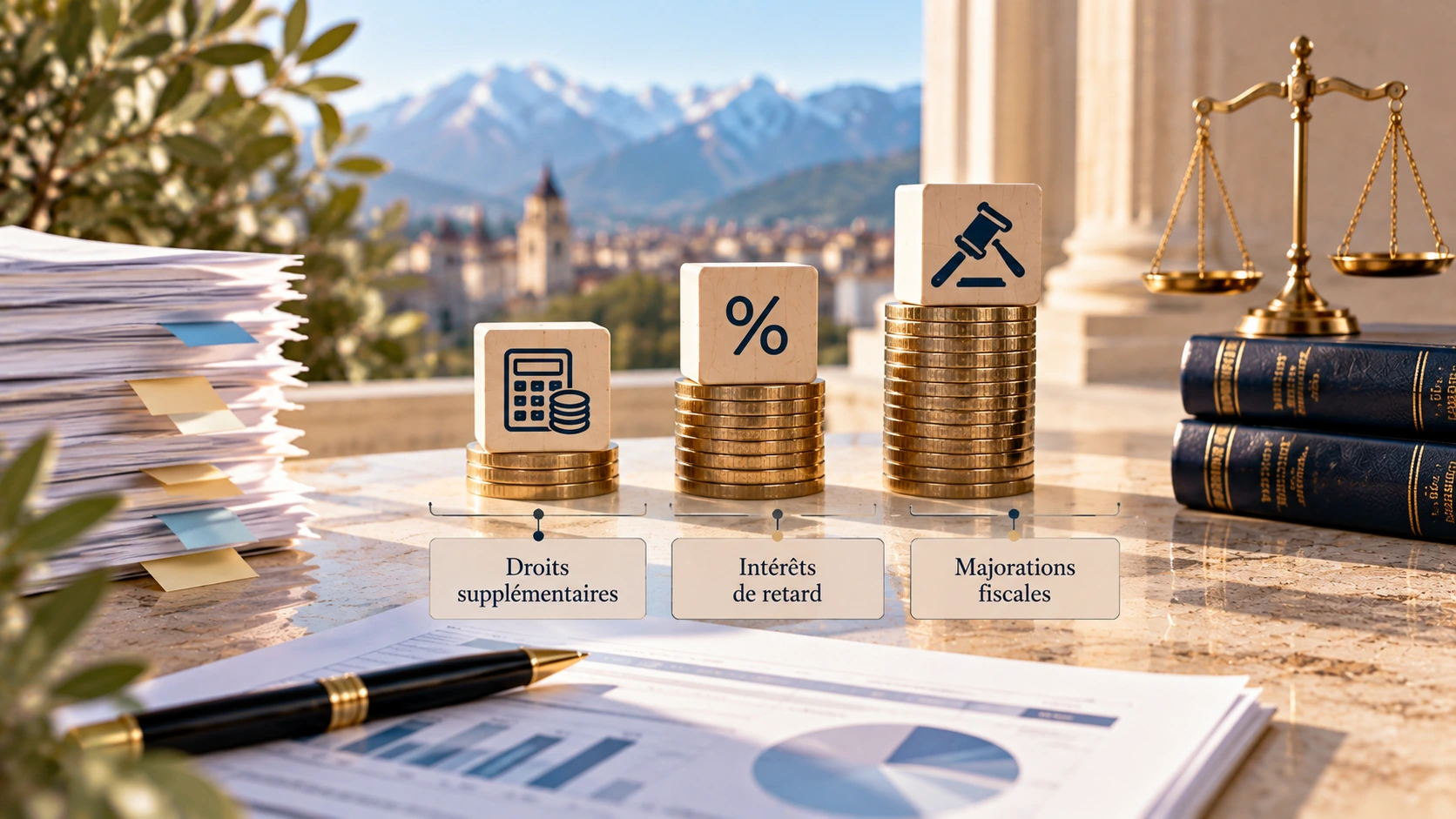 Illustration des droits supplémentaires, intérêts de retard et majorations fiscales